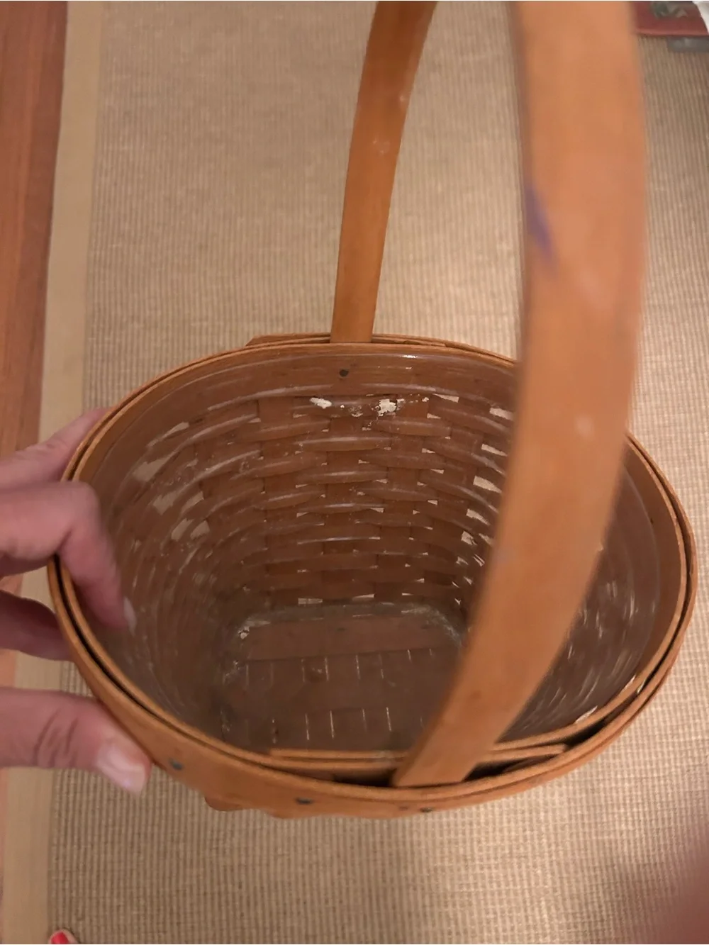 Longaberger Woven Basket with plastic liner for plant use - Warm Brown 1993